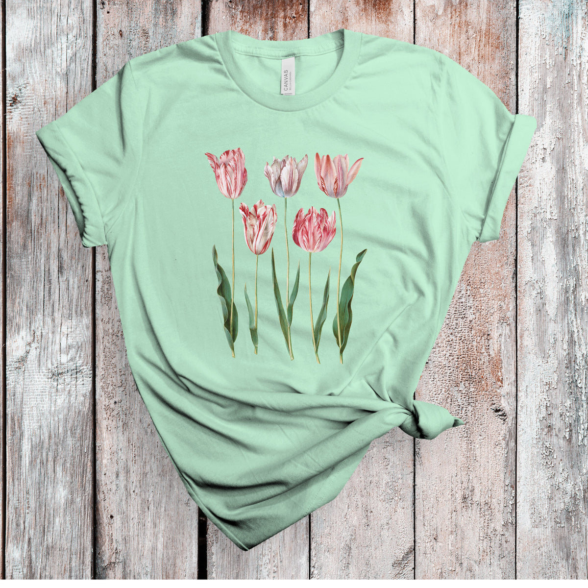 Tulpen-Vintage-Blumen-T-Shirt