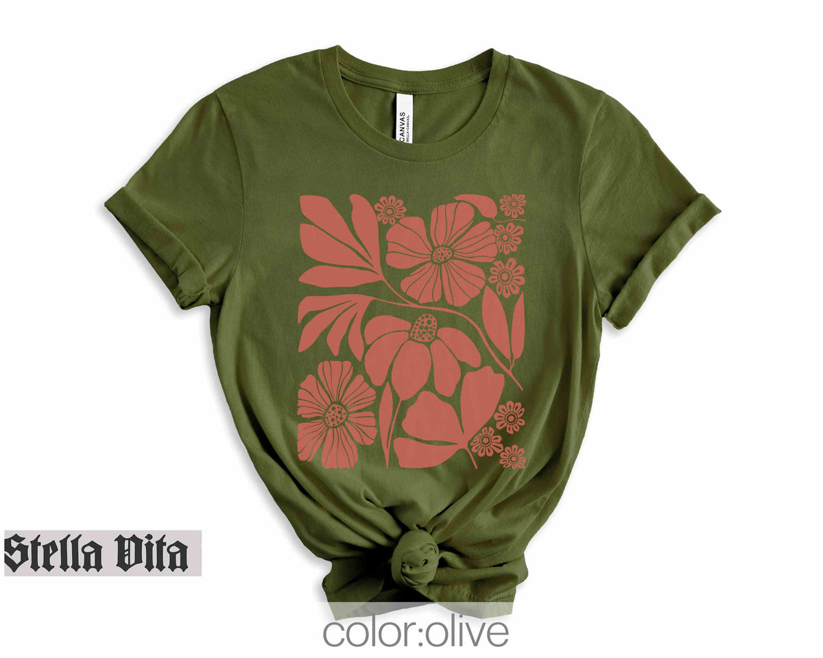 Boho Botanical Flower Neutral t-shirt