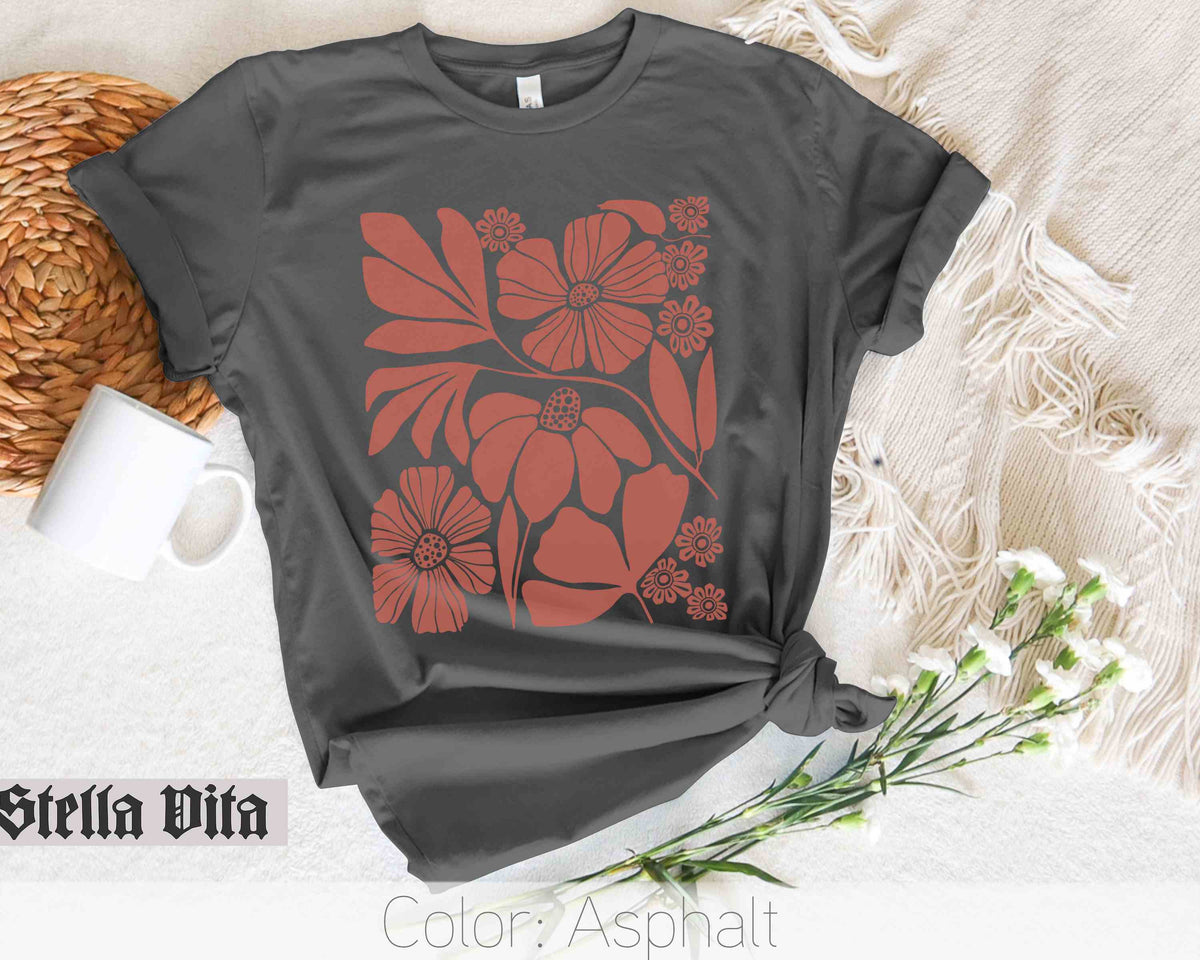 Boho Botanical Flower Neutral t-shirt