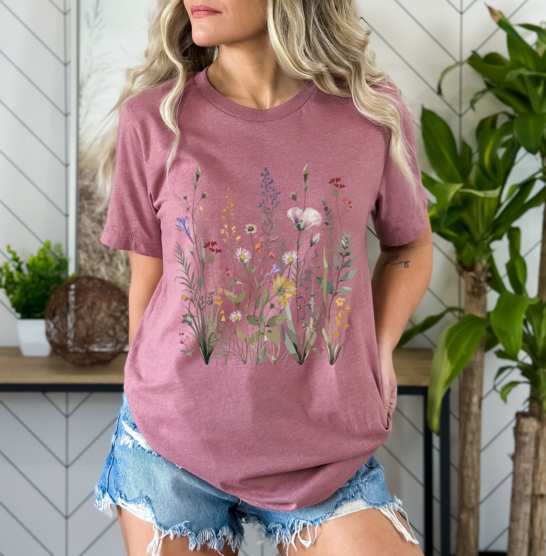 Vintage Wildblumen Botanisches T-Shirt