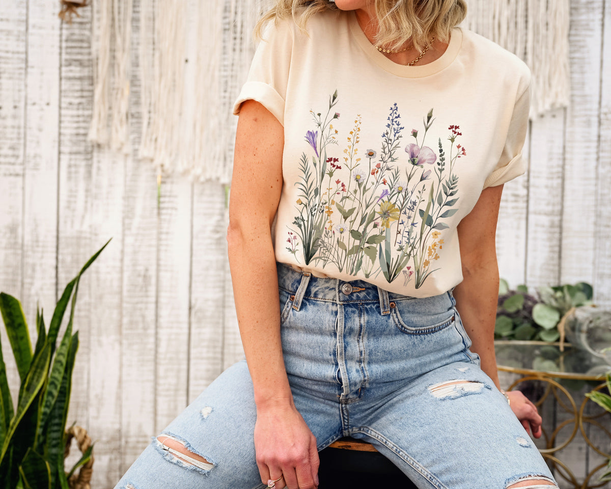 Vintage Wildblumen Botanisches T-Shirt