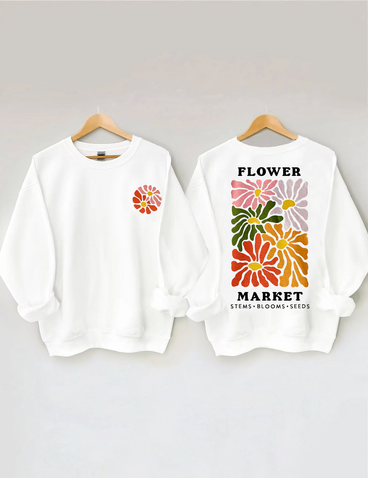 Flower Market Sweatshirt mit Bohemian-Wildblumen-Print