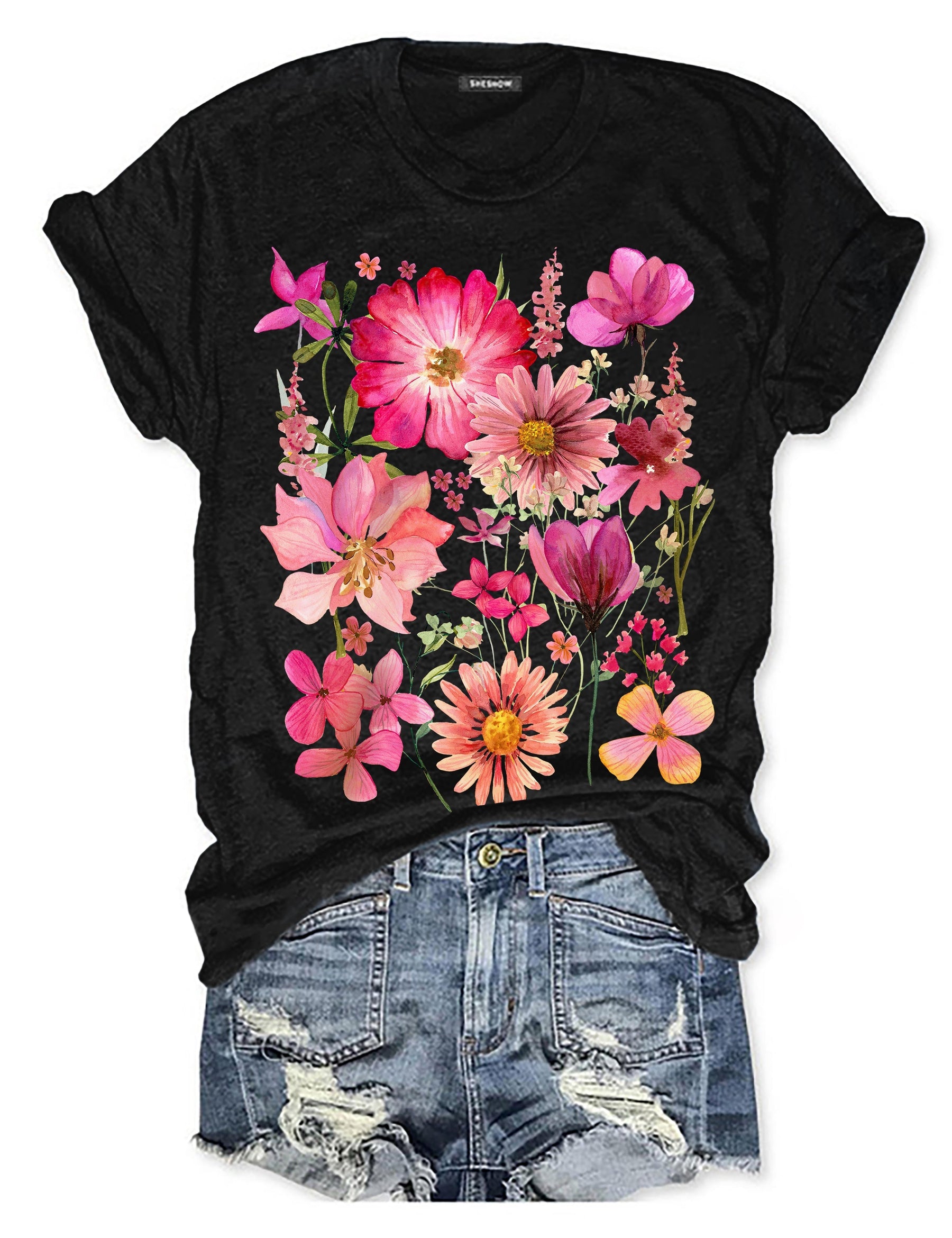 T-shirt fleurs pressées vintage