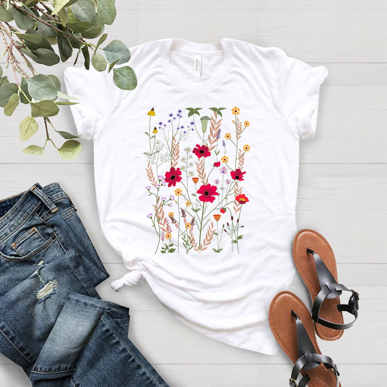 Blumenhemden Ästhetisches Wildblumen-Shirt 