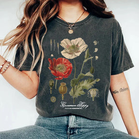 Vintage-Mohnblumen-T-Shirt