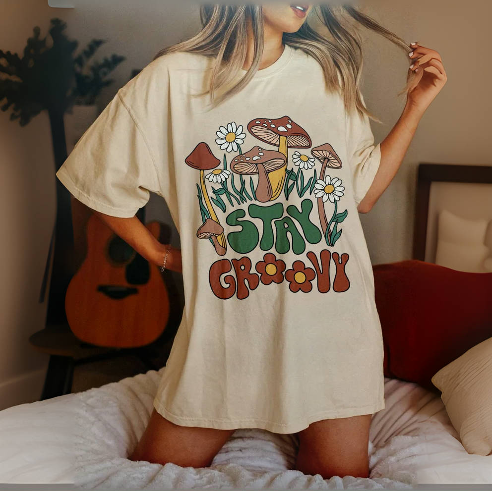 T-shirt floral hippie Stay Groovy