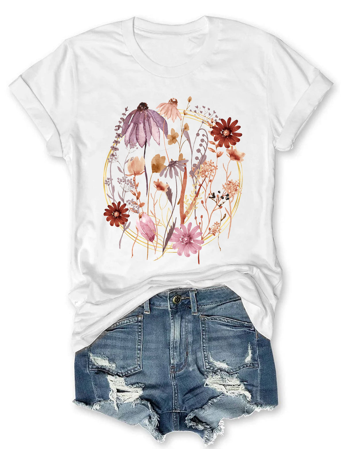 T-shirt à fleurs pressées