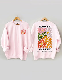 Flower Market Sweatshirt mit Bohemian-Wildblumen-Print