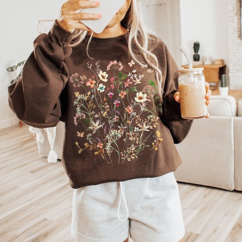 Vintage Pressed Flowers Sweatshirt