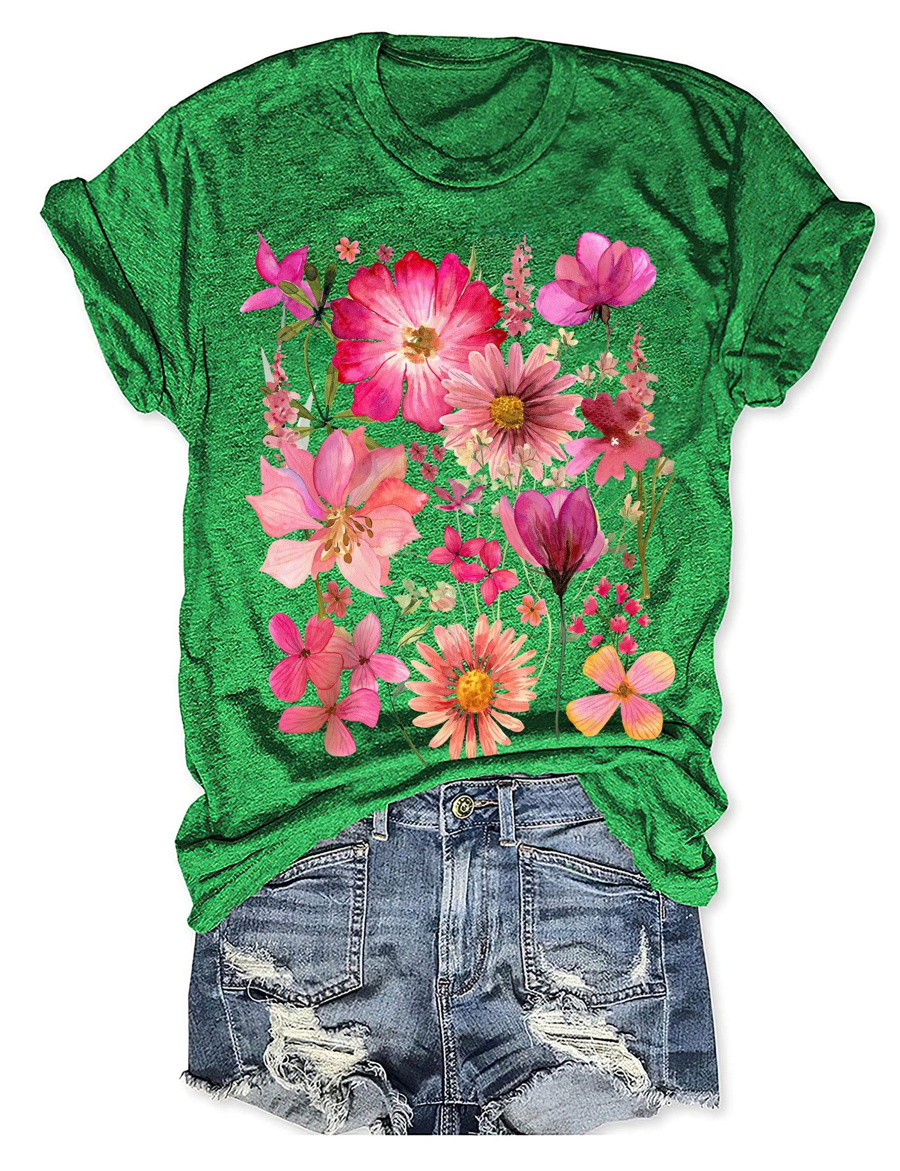 T-shirt fleurs pressées vintage