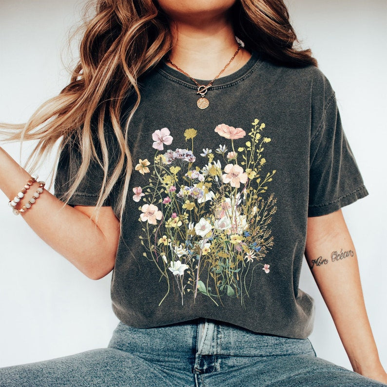 T-shirt Fleurs sauvages florales vintage de Boho 