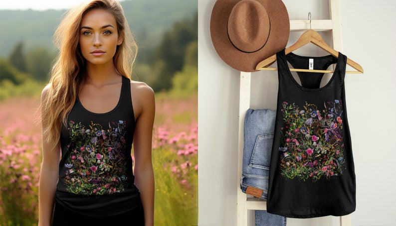 Vintage Pressed Flowers Tank Top