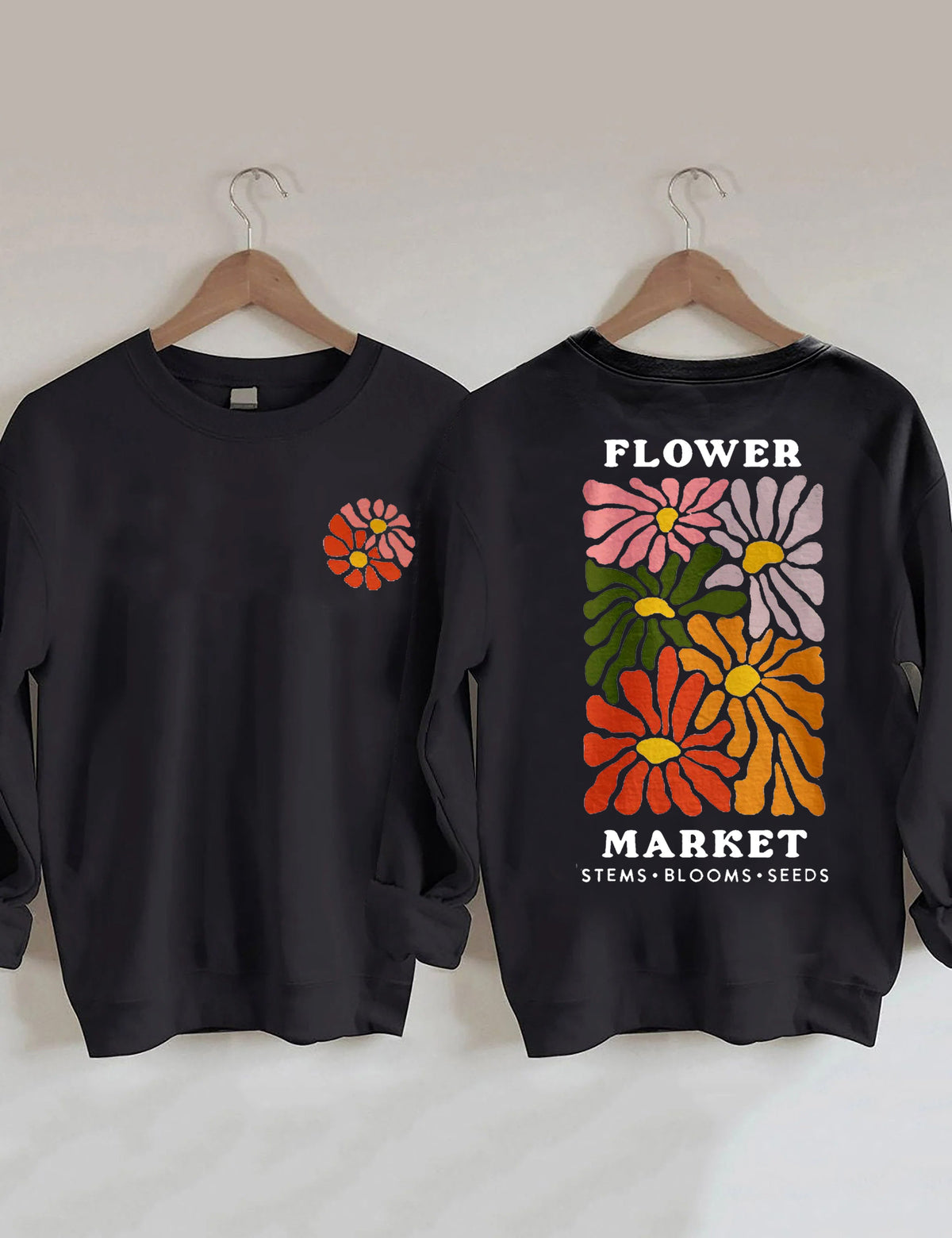 Flower Market Sweatshirt mit Bohemian-Wildblumen-Print