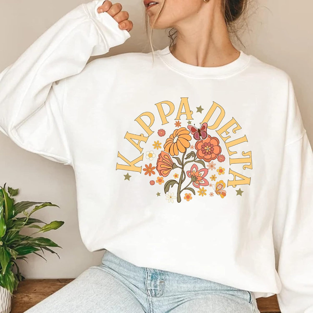 Sweat-shirt rétro fleuri Alpha Delta Pi 