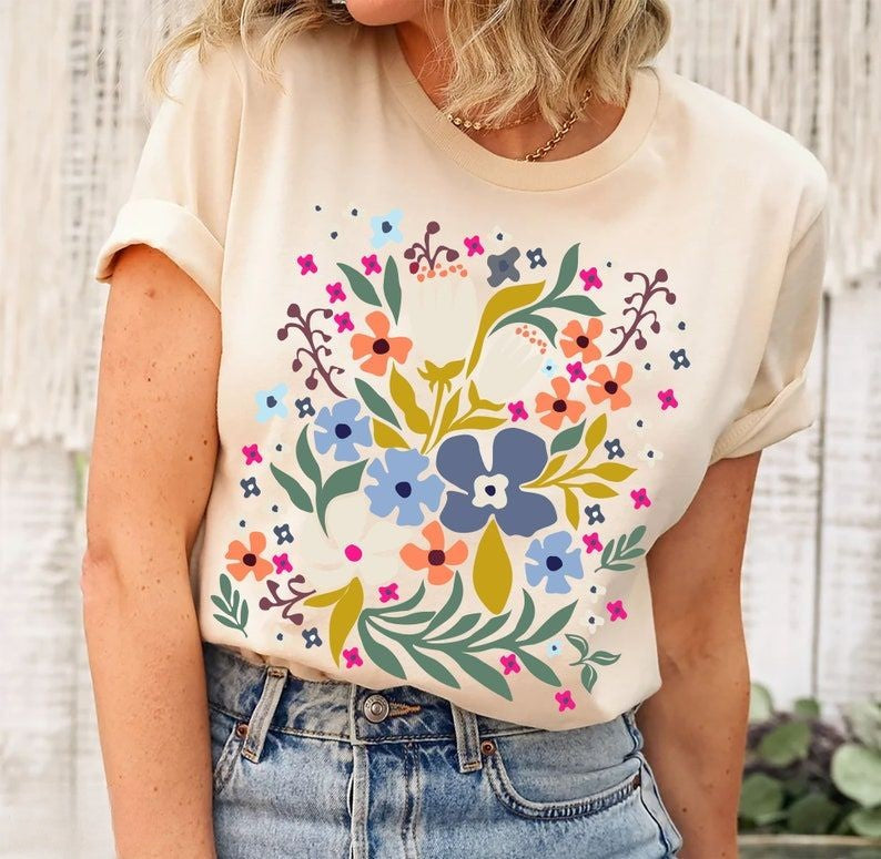 Wild Flowers Casual Print T-shirt