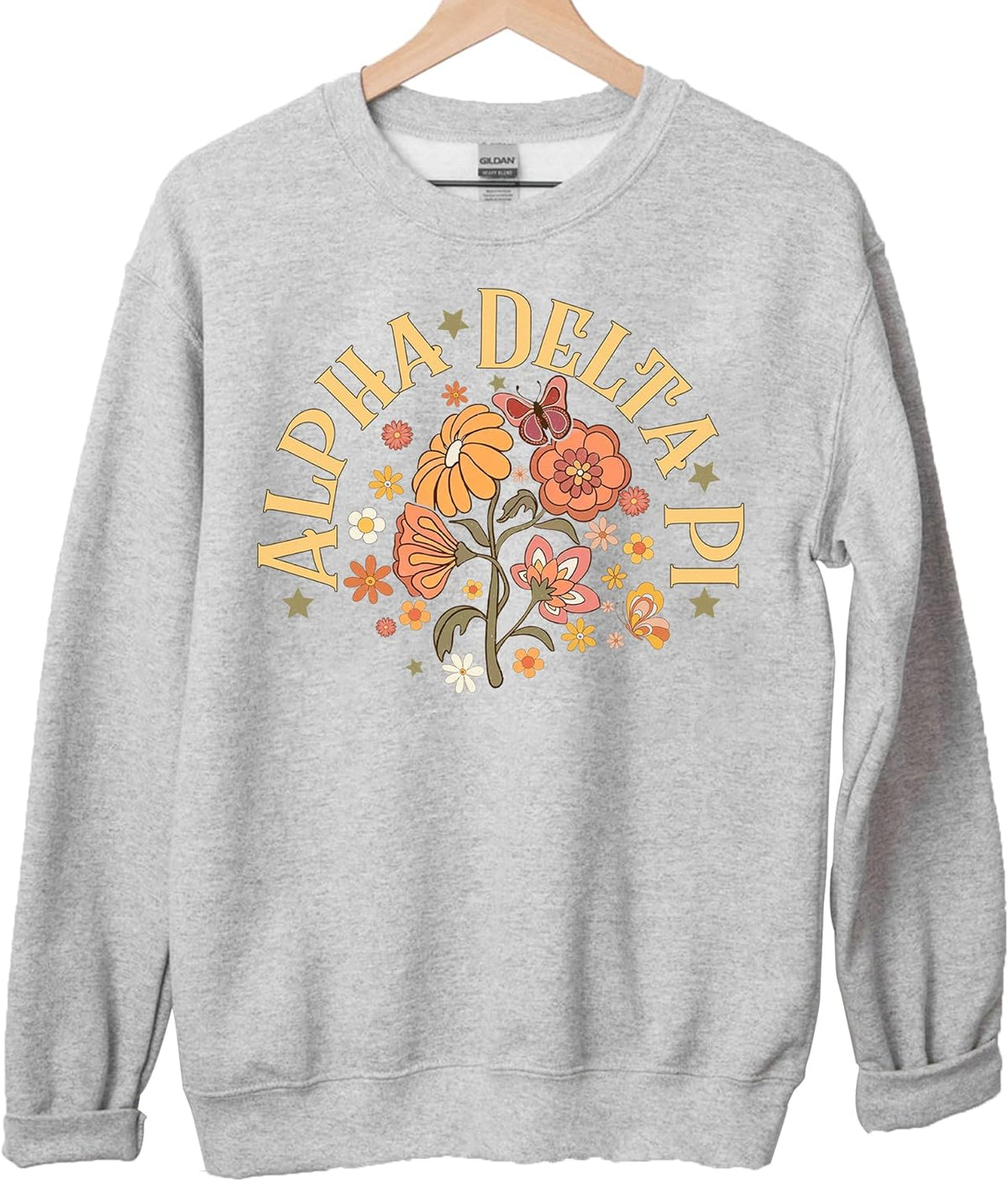 Alpha Delta Pi Sweatshirt mit Retro-Blumenmuster 