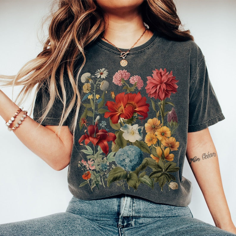 Boho Wildblumen Cottagecore Shirt Geschenk für Sie