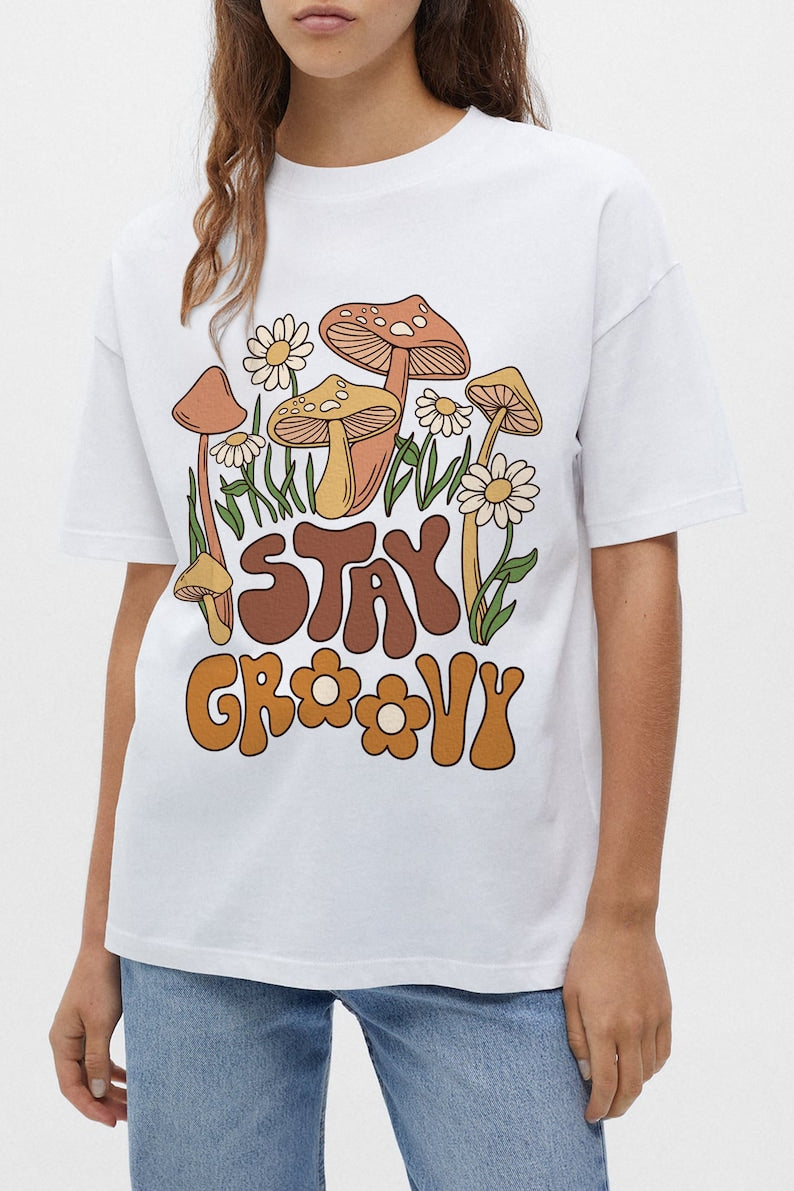 T-shirt floral hippie Stay Groovy