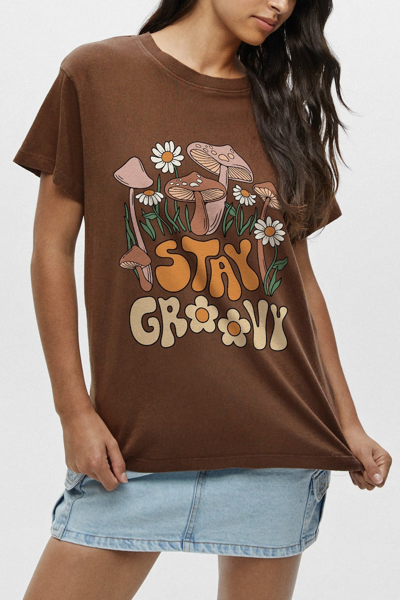 T-shirt floral hippie Stay Groovy