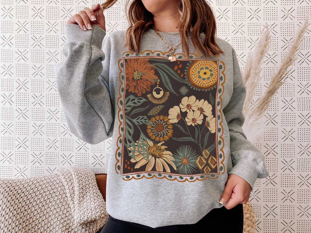 Fall Wildflower Nature Hippie Botanical Sweatshirt