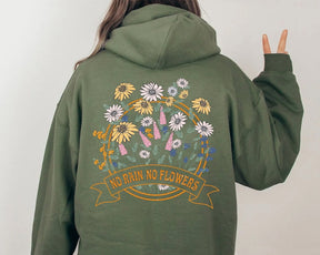 Botanisch-ästhetischer Kapuzenpullover mit Blumendruck