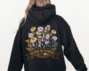 Botanisch-ästhetischer Kapuzenpullover mit Blumendruck