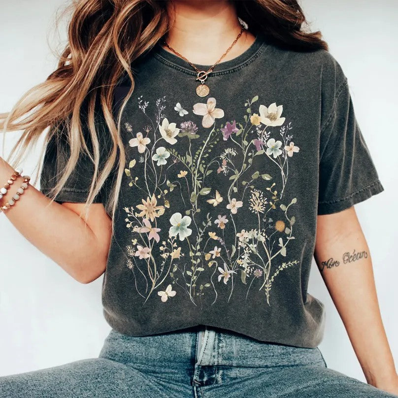 Boho Wildblumen Cottagecore T-Shirt 