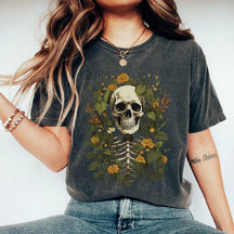 T-shirt d'été pour les amoureux des plantes, crâne floral, drôle