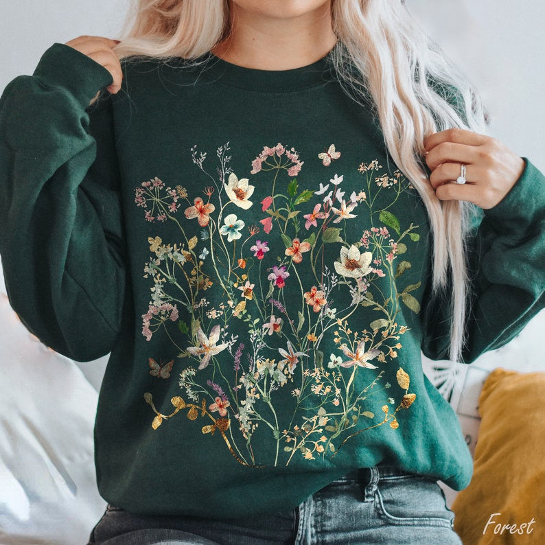 Vintage Pressed Flowers Sweatshirt