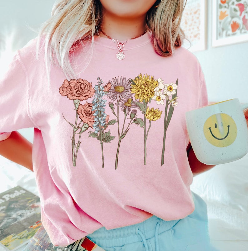 Cottagecore Vintage Flowers Comfort Colors Tshirt