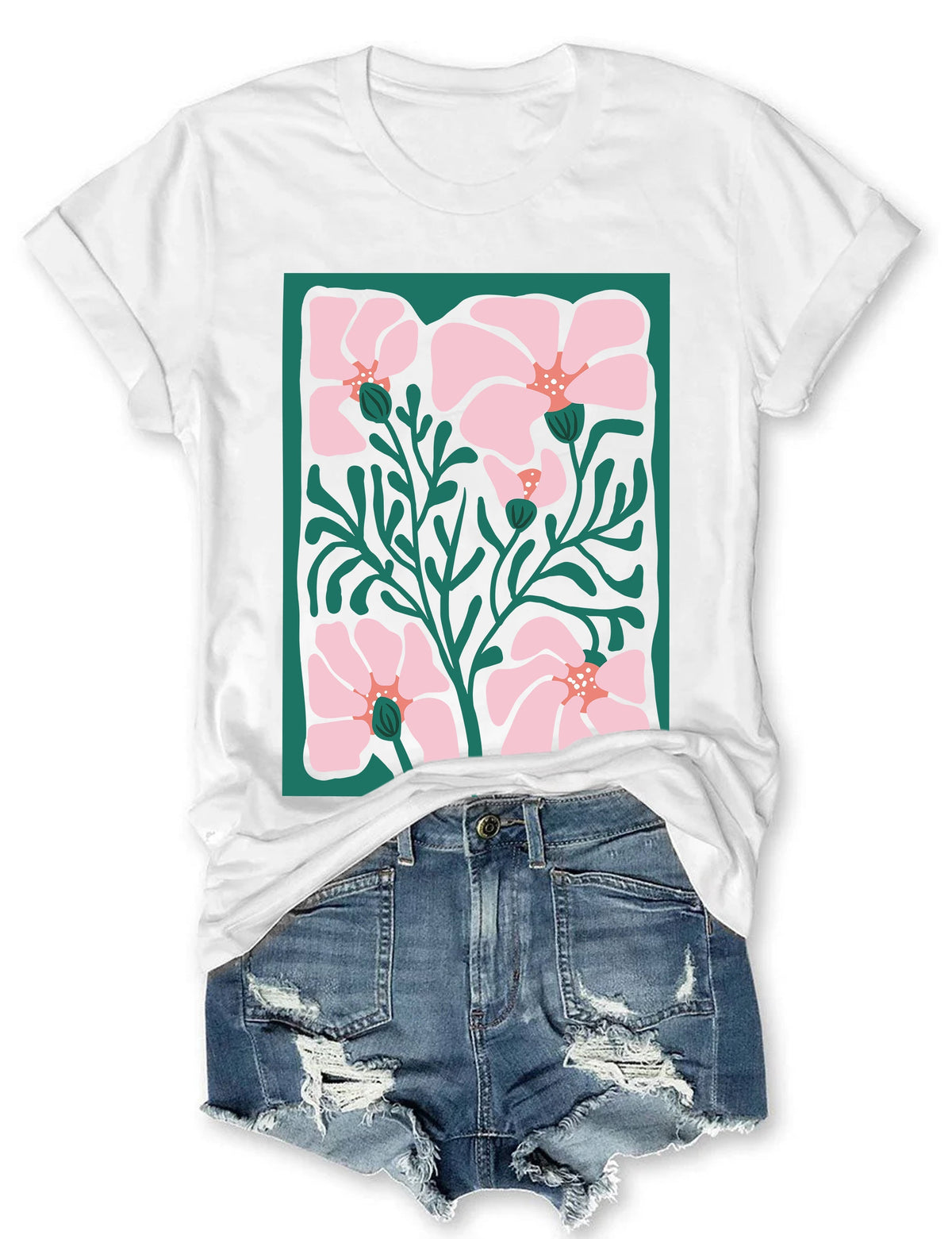 Helles abstraktes Blumen-Botanica-T-Shirt