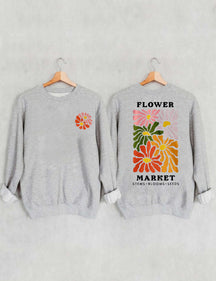 Flower Market Sweatshirt mit Bohemian-Wildblumen-Print