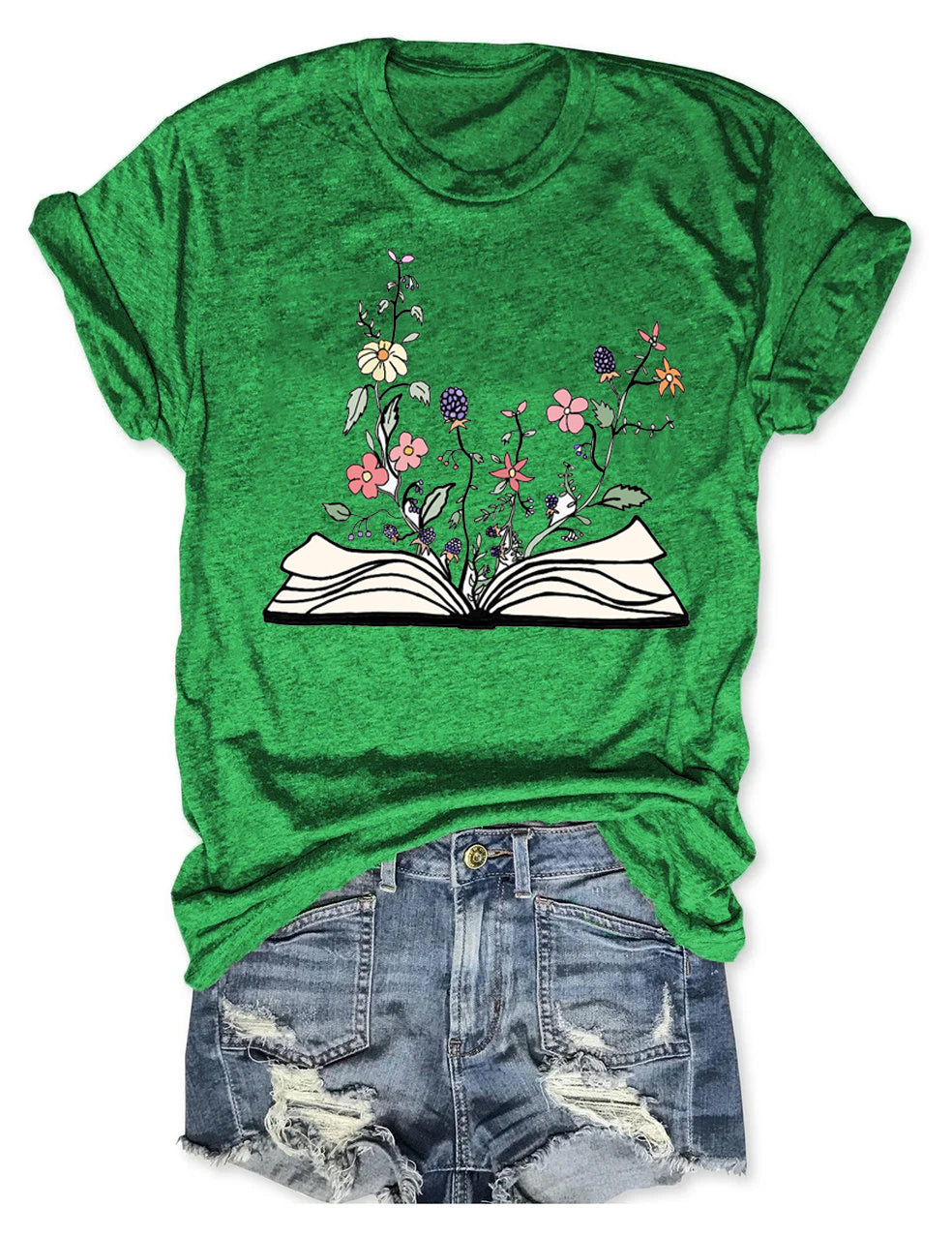 T-shirt Fleurs poussant à partir d’un livre