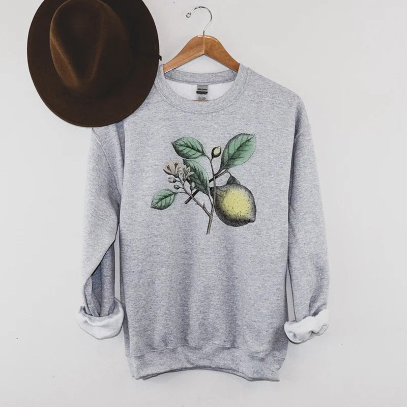 Lemon Botanical Vintage Bild Unisex Sweatshirt