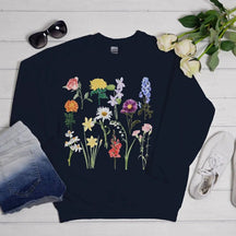 Vintage-Sweatshirt mit Rundhalsausschnitt und Blumenmuster