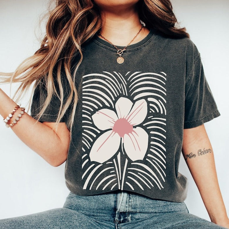 Boho  Floral Print Shirt Comfort Colors Tee