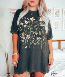 Comfort Colors T-Shirt mit gepressten Blumen