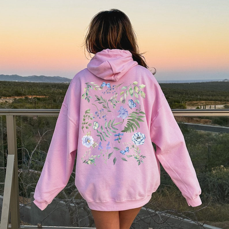 Botanical Pressed Flowers Hoodie