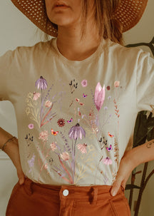 Retro-Shirt mit gepressten Blumen, Geschenk für Sie