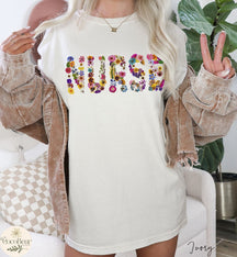 Fleurs pressées Tshirt NURSE Comfort Colors Tee