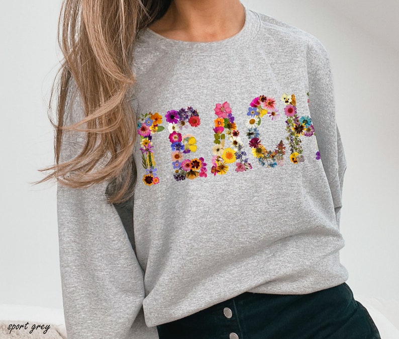 Gepresste Blumen TEACH Sweatshirt Lehrer Sweatshirt