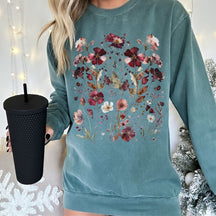 Vintage Wildflower Sweatshirt Boho Floral Sweater