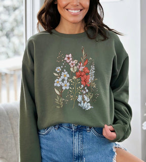 Vintage Pressed Flowers Wildflowers Hoodie