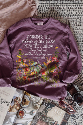 Pressed Flowers Comfort Colors Long Sleeve Sweatshirt