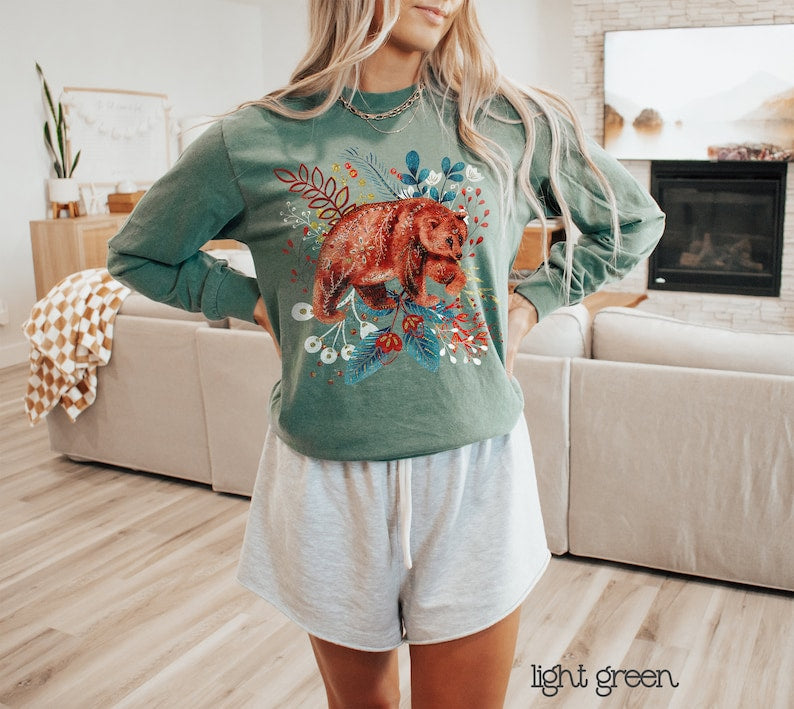 Comfort Colors Folk Art Cottagecore Sweatshirt Pflanzenliebhaber Geschenk 