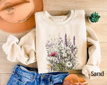 Vintage Sweatshirt mit gepressten Blumen