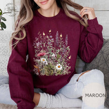 Vintage Sweatshirt mit gepressten Blumen