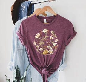 Floral Shirt Aesthetics Gift for Her Round Neck Comfortable T-Shirt