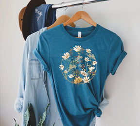 Floral Shirt Aesthetics Gift for Her Round Neck Comfortable T-Shirt