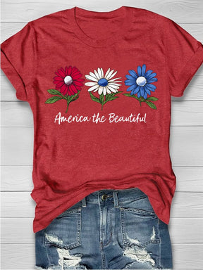 America The Beautiful Print T-shirt